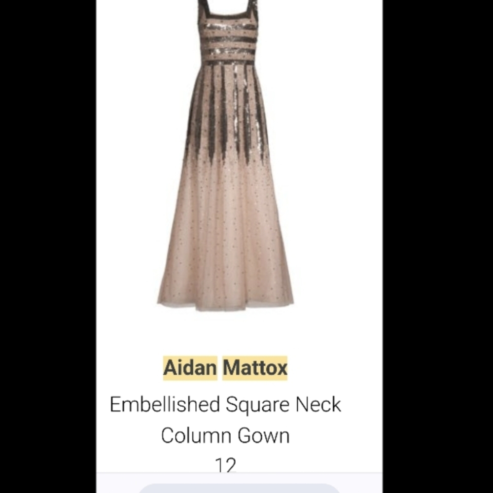 Aidan Mattox Sequin Embellished Dress. Rose Gold.